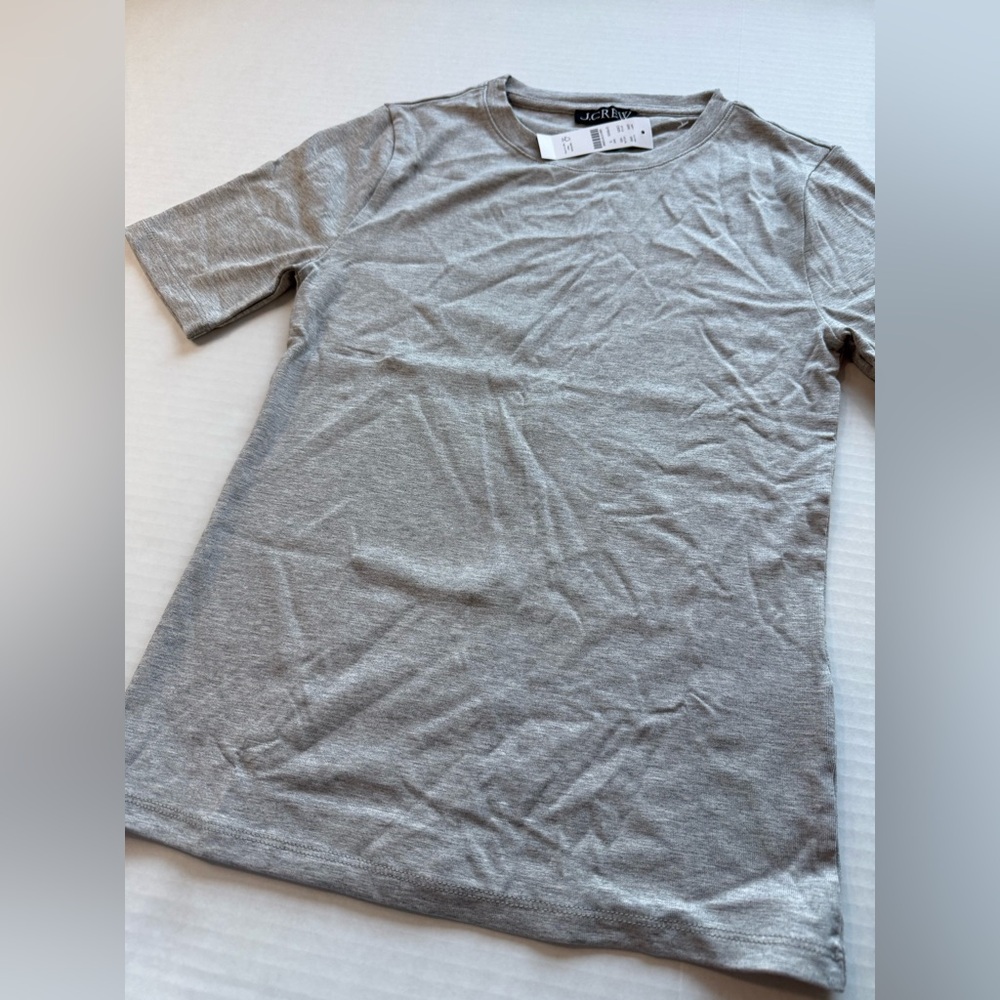 NWT J. Crew Refined Rib Elbow-Sleeve T-Shirt Heather Gray Silver Size S C1023 - Picture 6 of 15